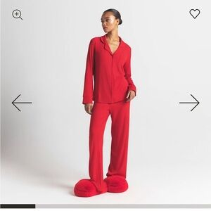 Skims Ribbed Red Pajama Set